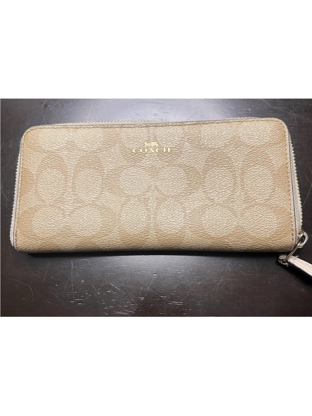 Coach Signature Zip Around Wallet Gold